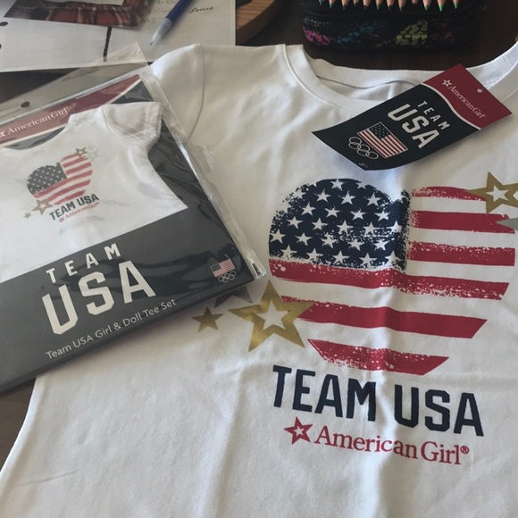 American girl tshirts size 14-16 with matching American doll tshirts (new) - Picture 1 of 1